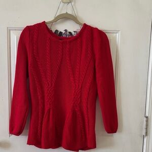 Cupio Red Knit Sweater with Cable Detail